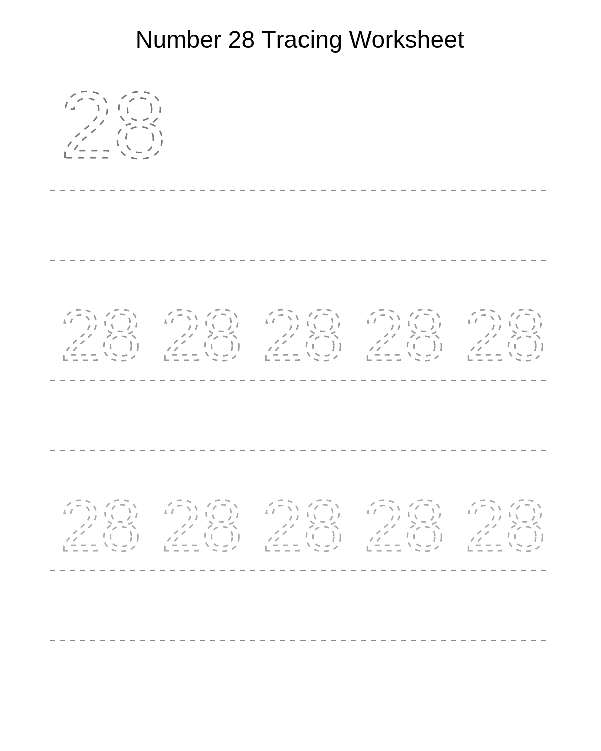 Number 28 Tracing Worksheet