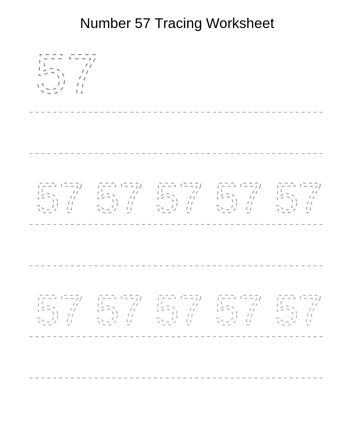 Number 57 Tracing Worksheet