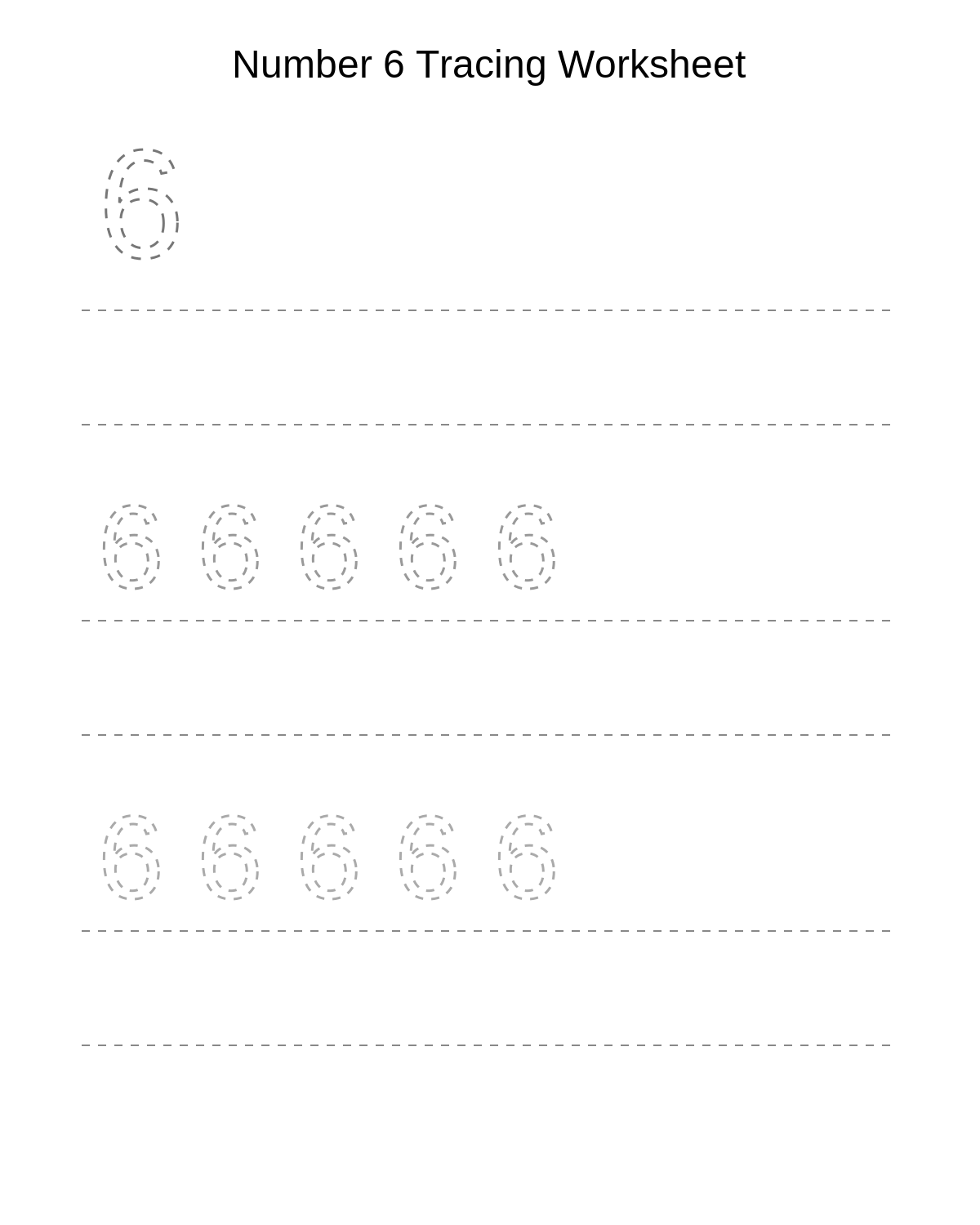Number 6 Tracing Worksheet