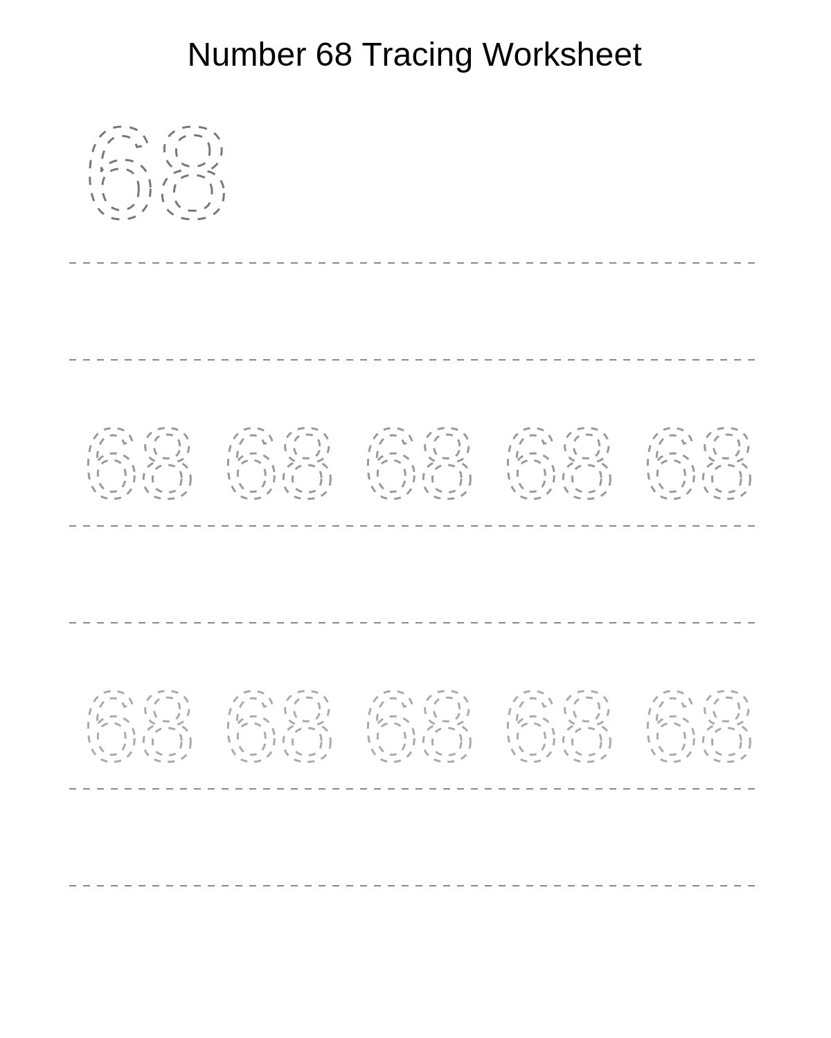 Number 68 Tracing Worksheet
