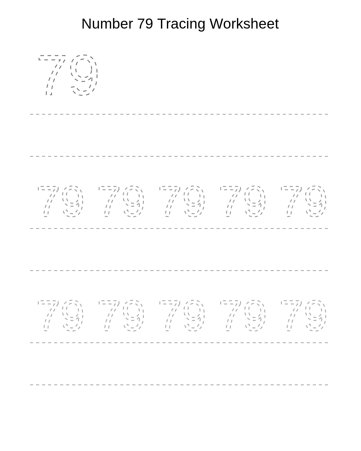 Number 79 Tracing Worksheet