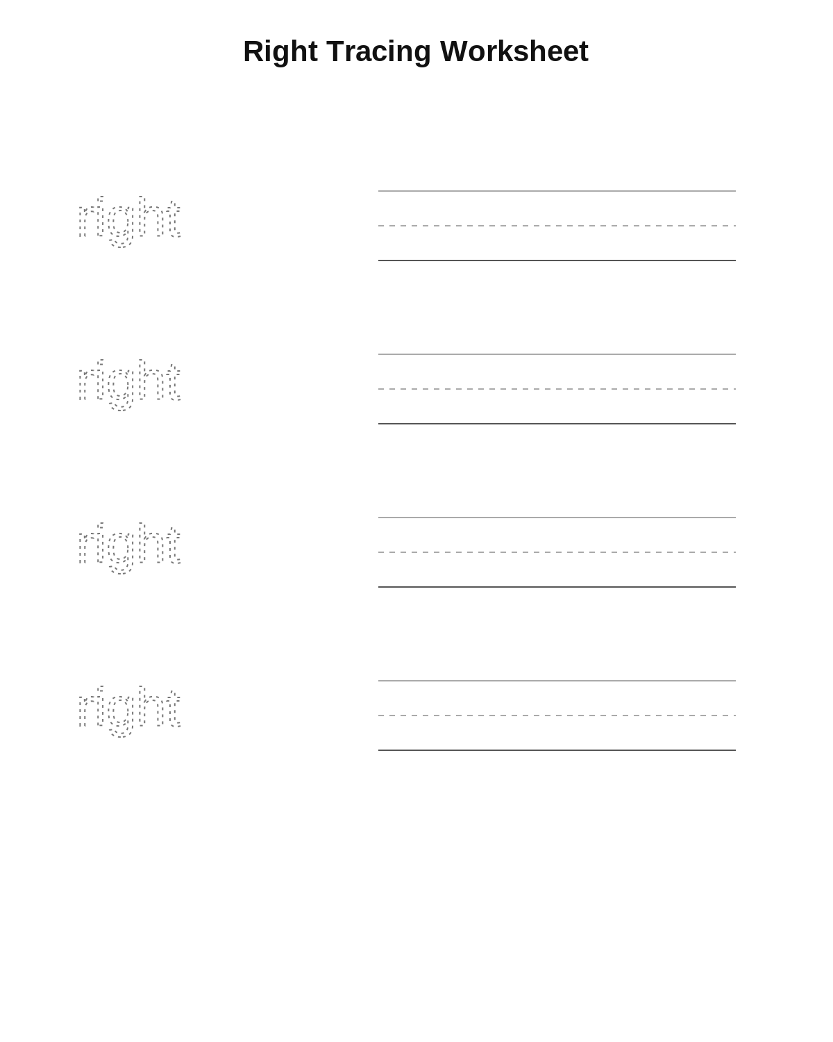 Right Tracing Worksheet