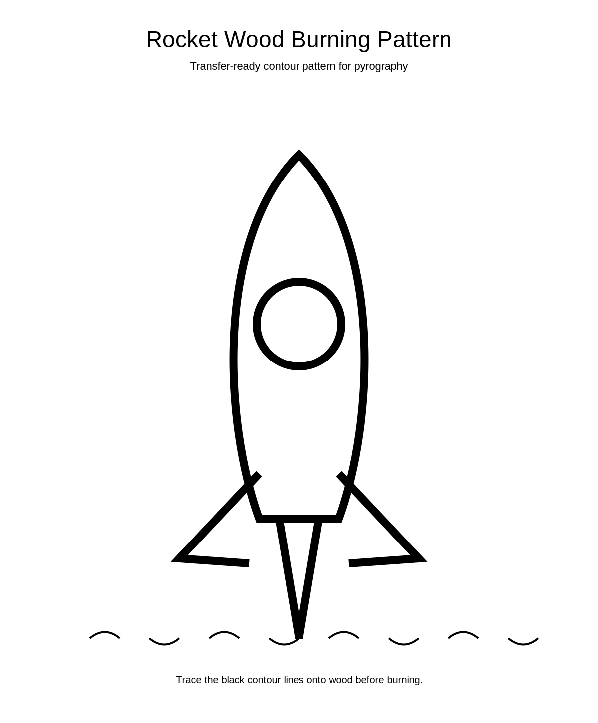 Rocket Wood Burning Pattern