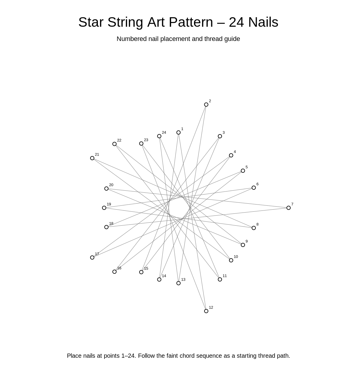 Star String Art Pattern – 24 Nails