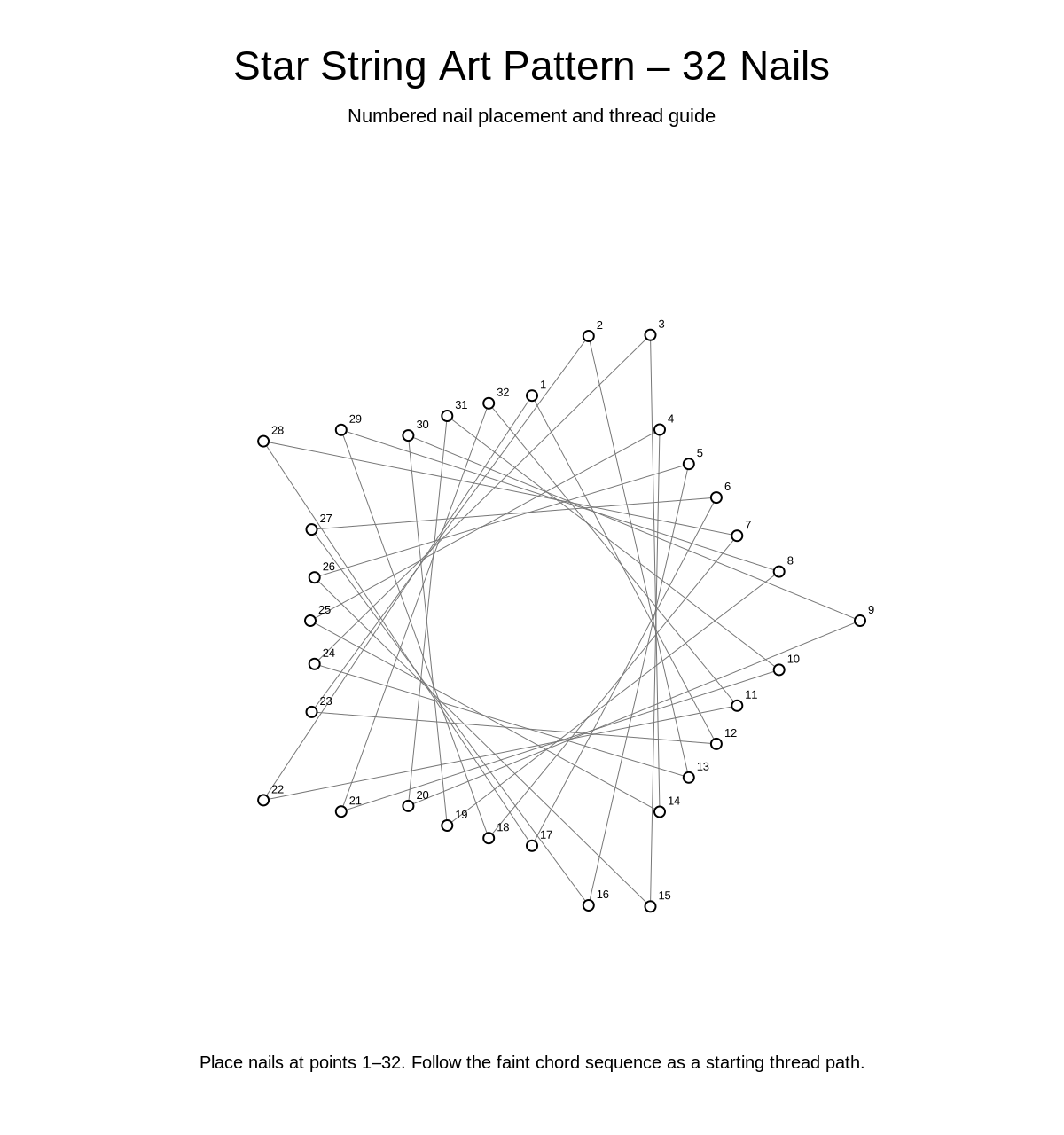 Star String Art Pattern – 32 Nails