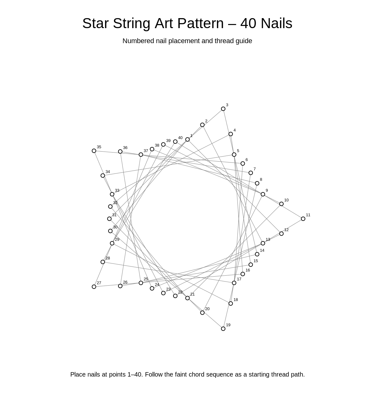 Star String Art Pattern – 40 Nails