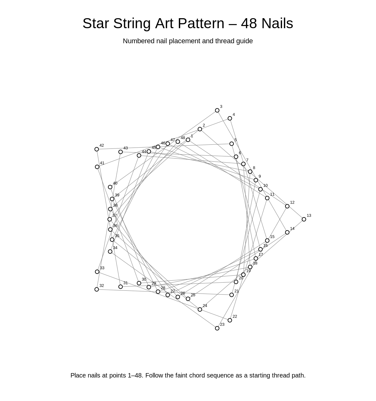 Star String Art Pattern – 48 Nails