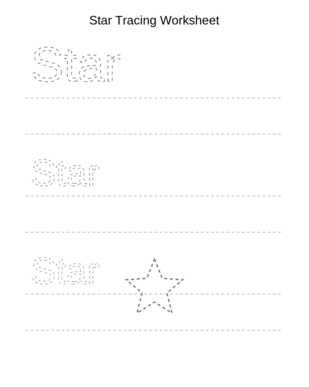 Star Tracing Worksheet