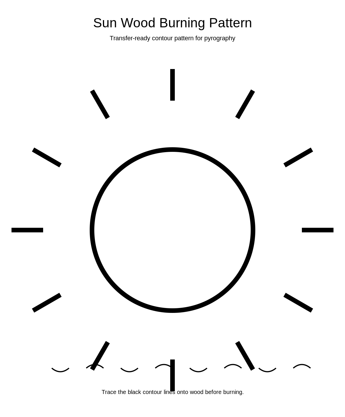 Sun Wood Burning Pattern