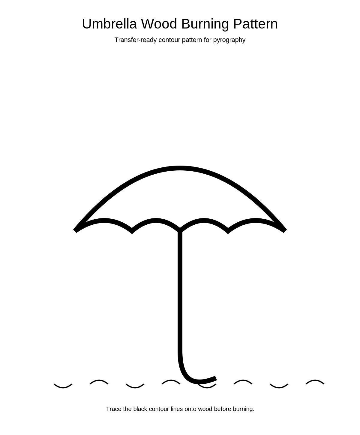 Umbrella Wood Burning Pattern