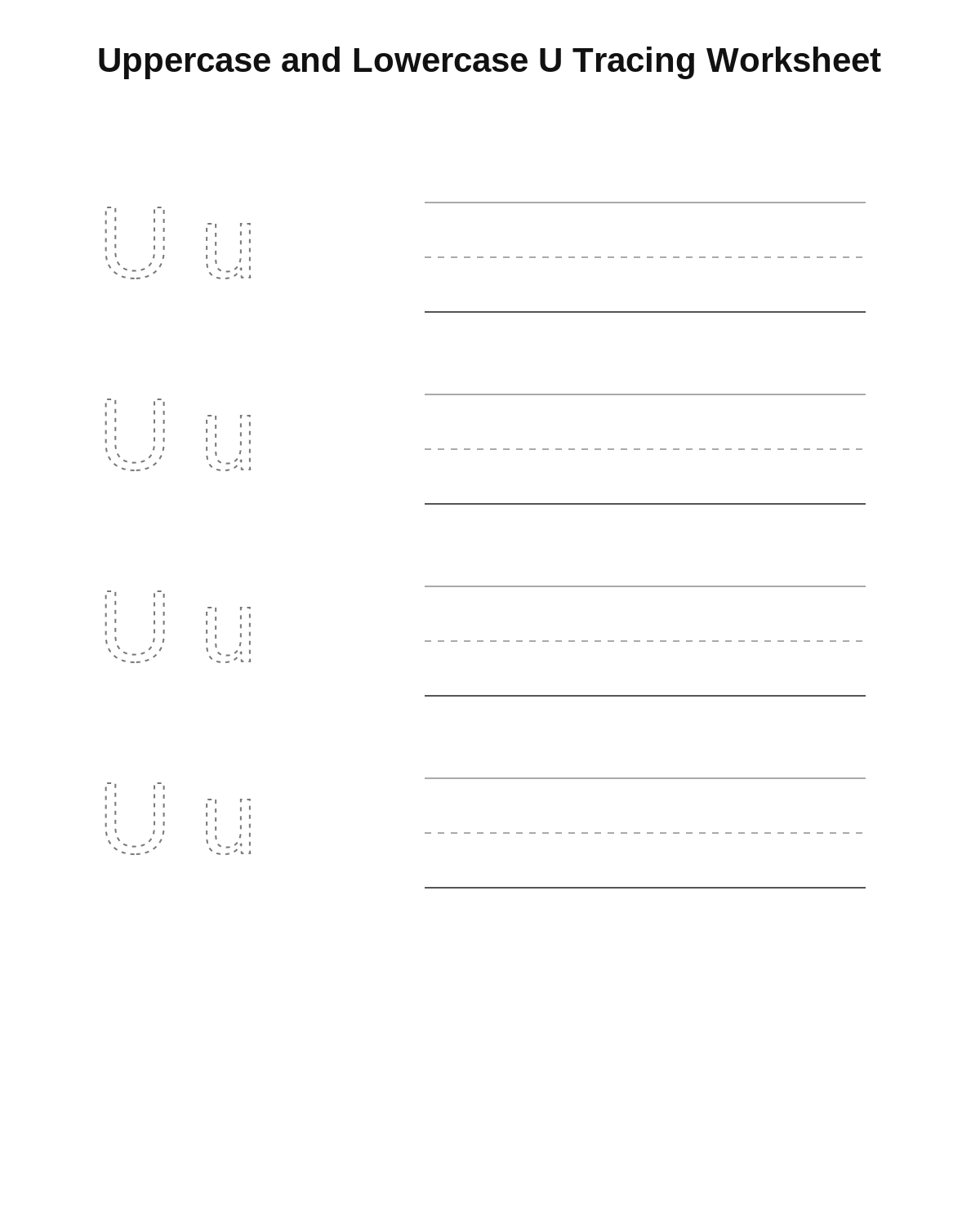Uppercase and Lowercase U Tracing Worksheet